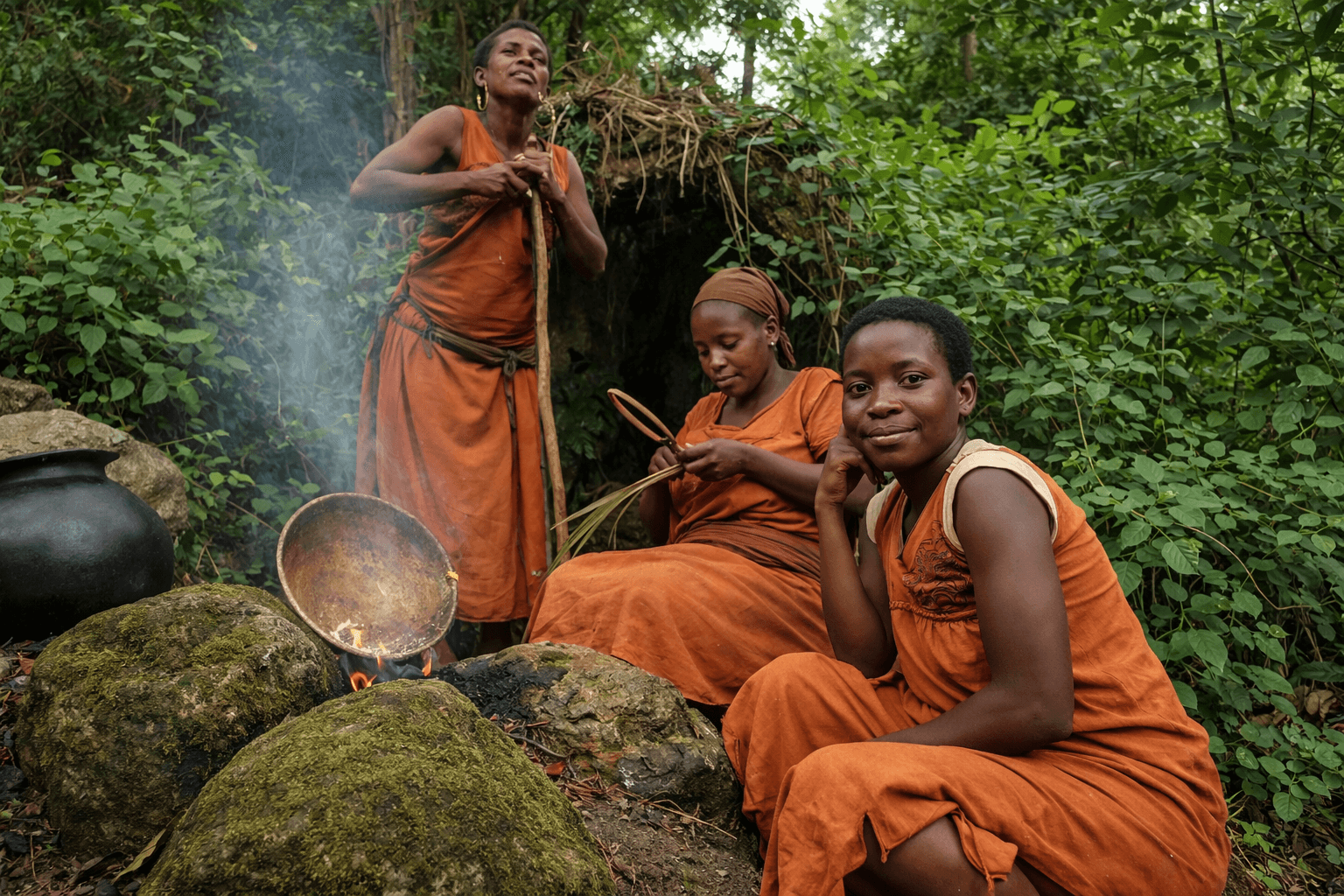 Indigenous Batwa program gathering outdoors.