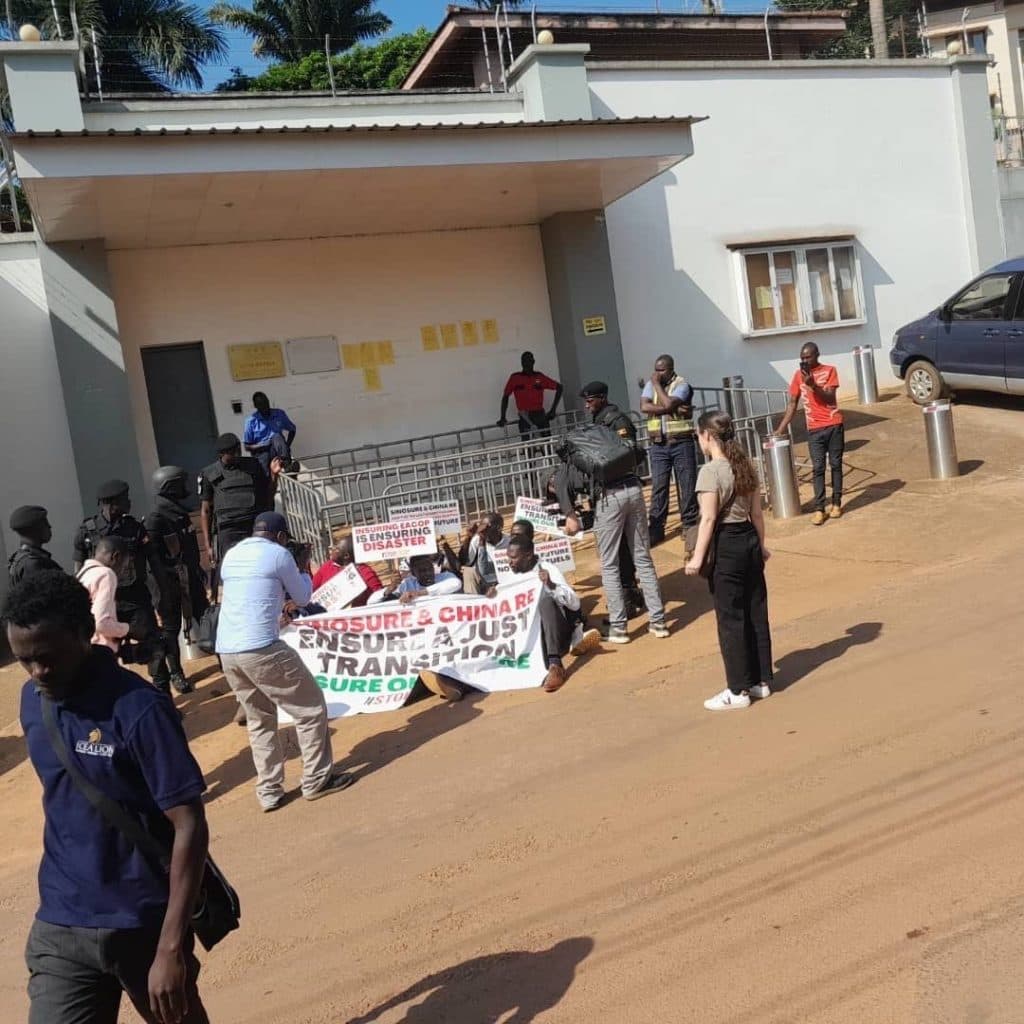 A sit-in outside an institution under pressure